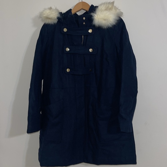 Ellos Faux Fur Trim Wool-Blend Women’s Coat size 14 - Picture 1 of 8